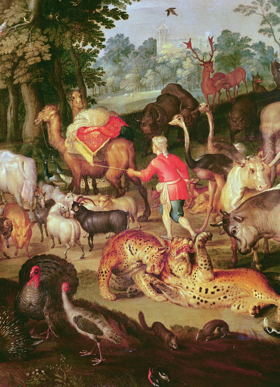 Pozemský ráj, detail pravé části, zvířata v páru olej na plátně od Jan the Elder Brueghel