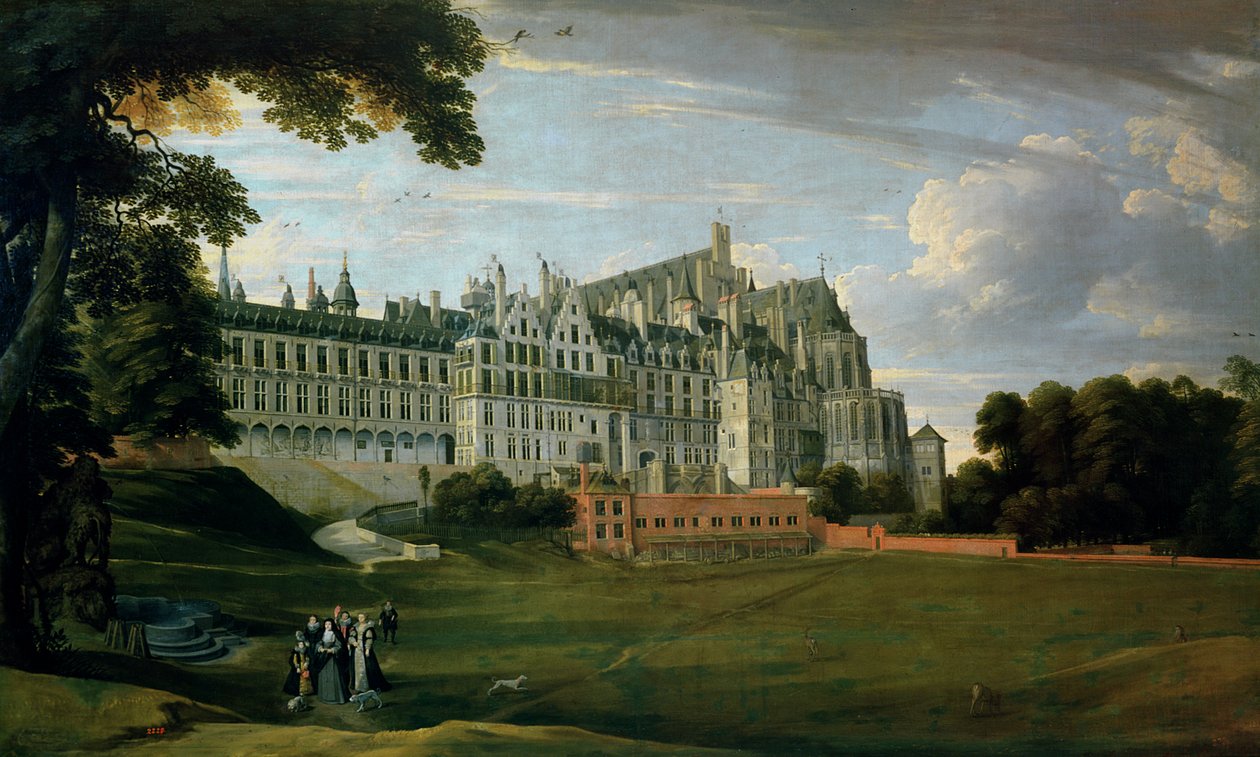 Infanta Isabella Clara Eugenia (1556-1663) na procházce v areálu paláce v Bruselu od Jan the Elder Brueghel