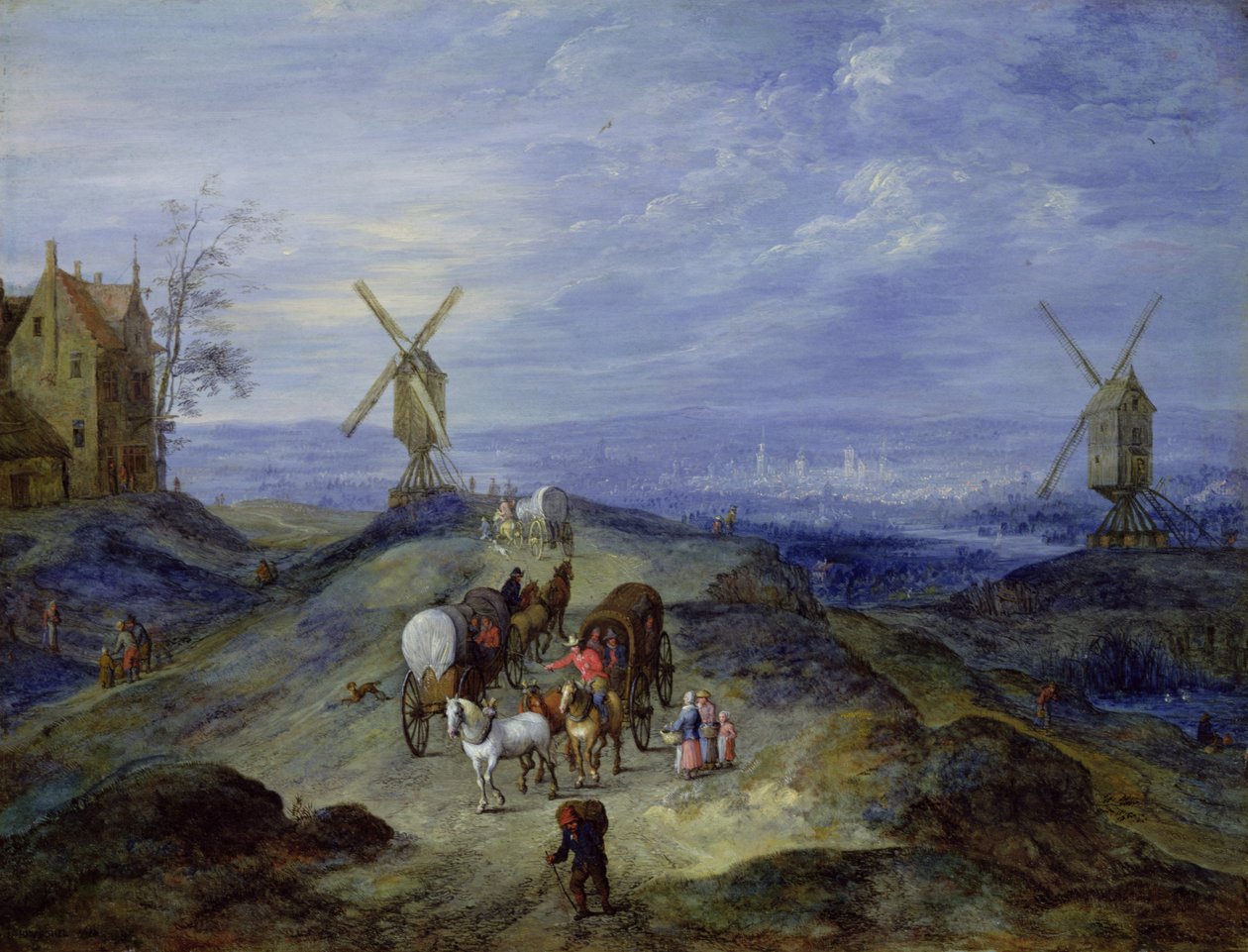 Krajina se dvěma větrnými mlýny, 1612 od Jan the Elder Brueghel