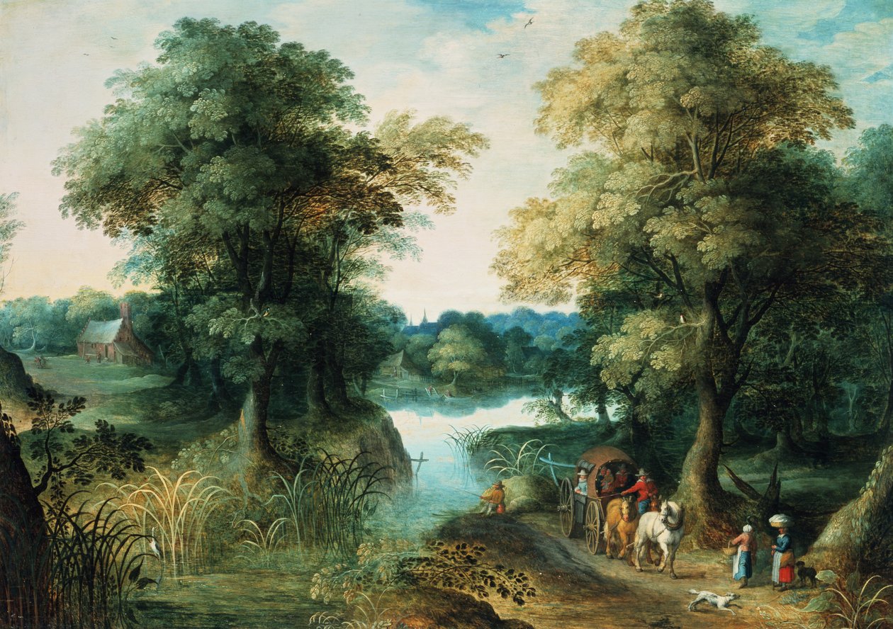 Říční krajina od Jan the Elder Brueghel