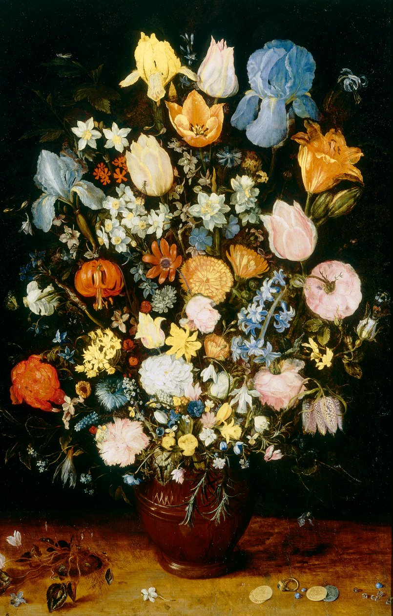 Váza s květinami, s kosatci od Jan the Elder Brueghel