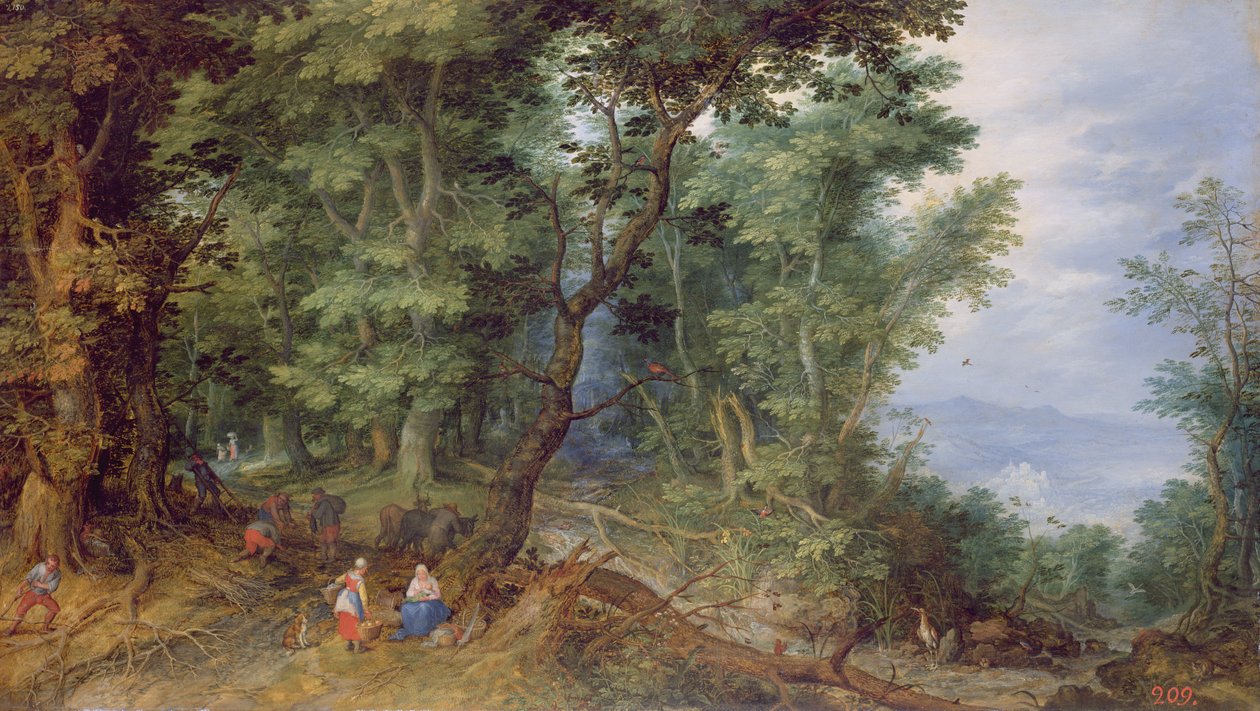 Zalesněná krajina aneb Zbytek na útěku do Egypta, 1607 od Jan the Elder Brueghel