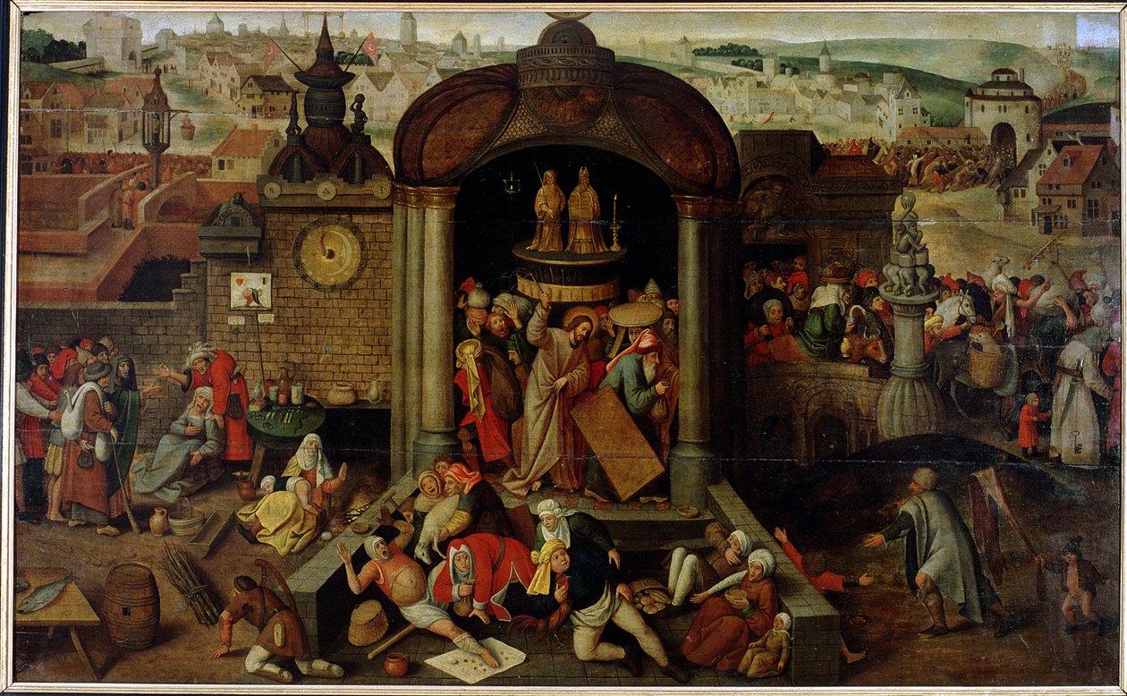 Kristus vyhání obchodníky z chrámu, počátek 17. století od Jan the Elder circle of Brueghel