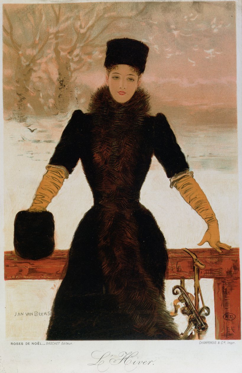 Alegorie zimy, kolem roku 1900 (barevná litografie) od Jan van Beers