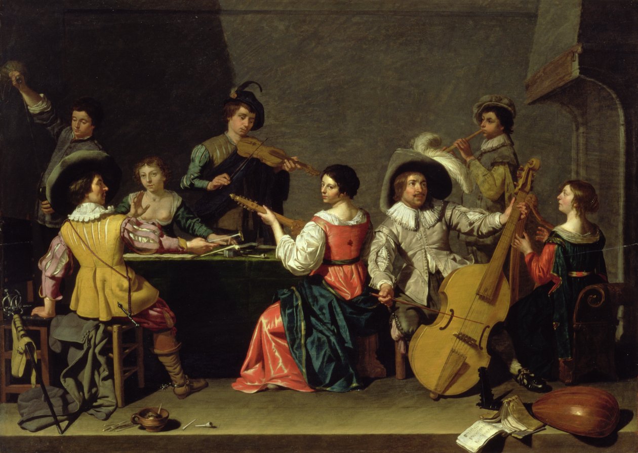 Skupina hudebníků od Jan van Bijlert or Bylert