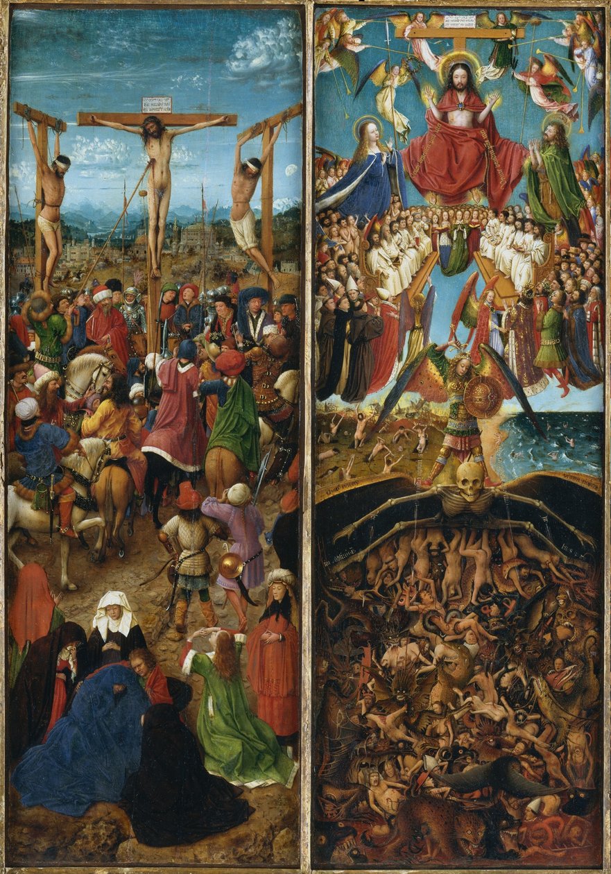 Ukřižování; Poslední soud, součást triptychonu od Jan van Eyck
