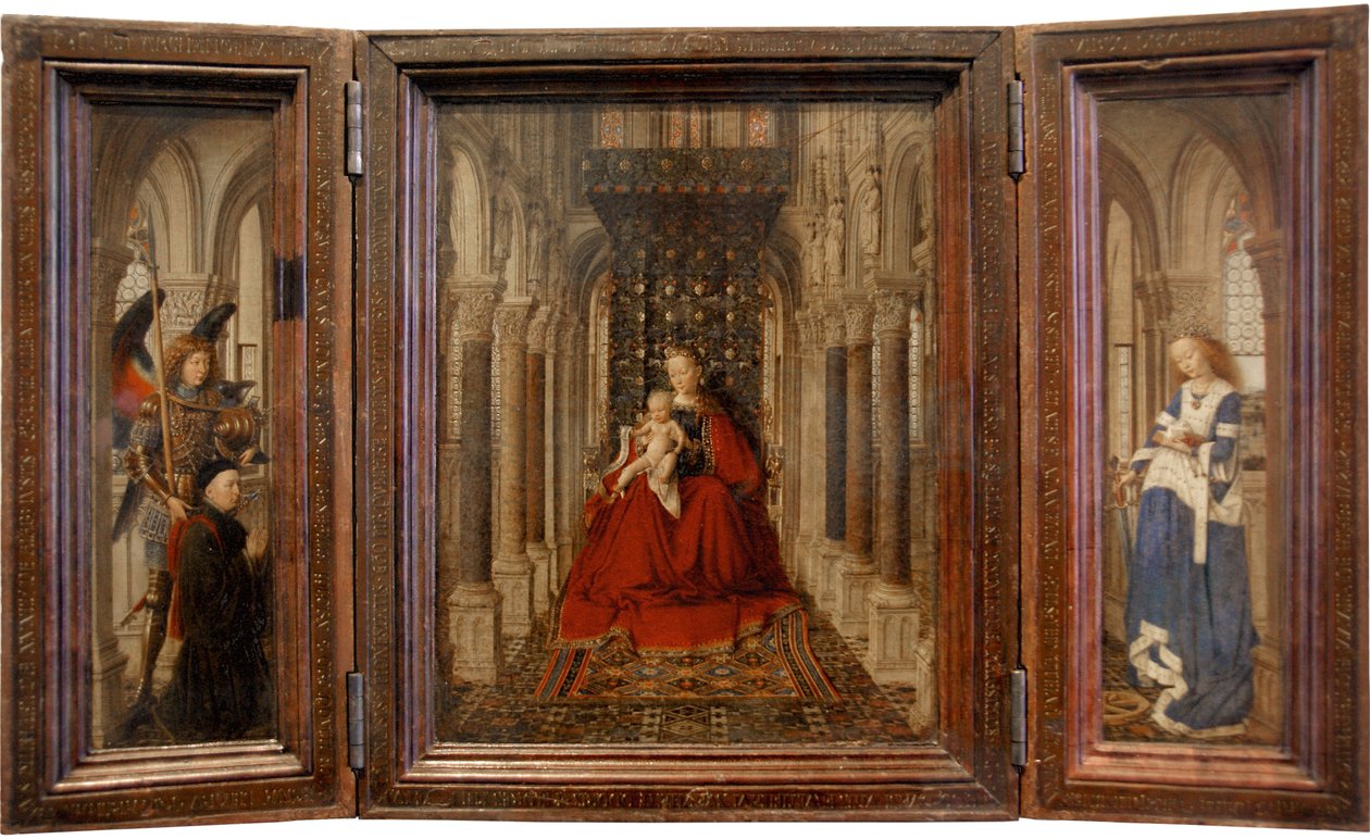 Panna s dítětem se svatým Michaelem a svatou Kateřinou a dárcem od Jan van Eyck