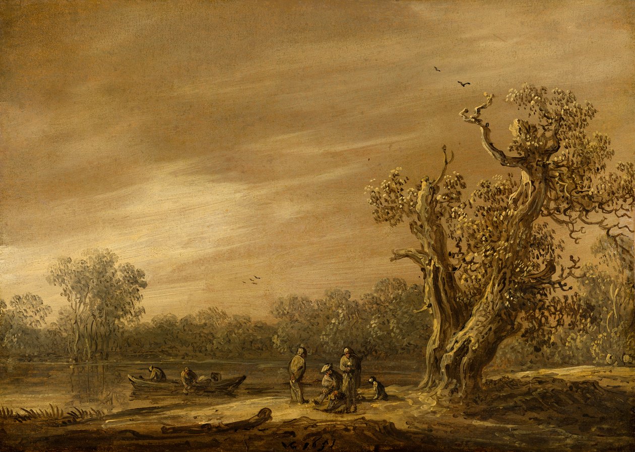 Rybáři na břehu jezera od Jan Josephsz van Goyen