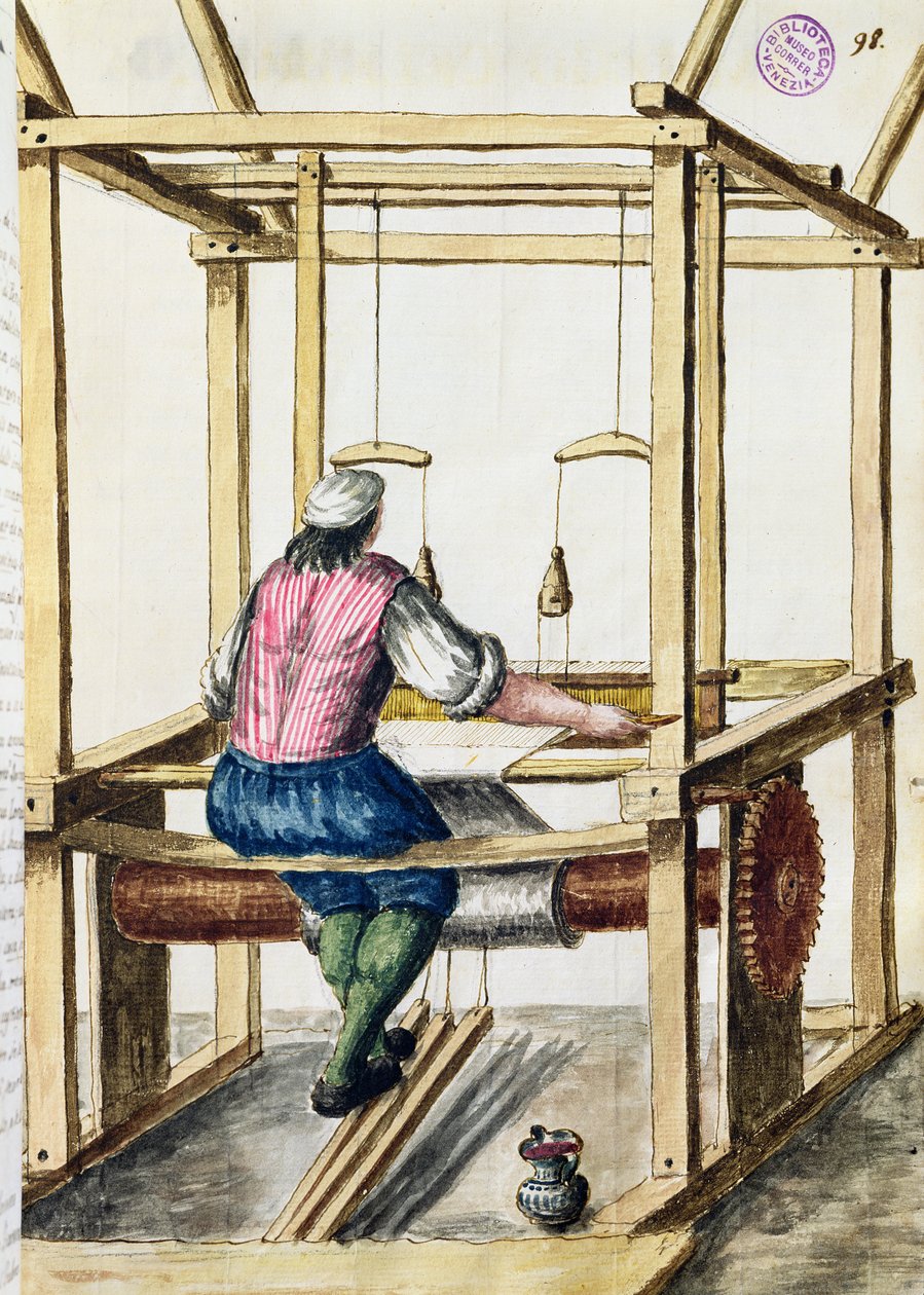 Venetian Weaver (pero a inkoust a wc na papíře) od Jan van Grevenbroeck