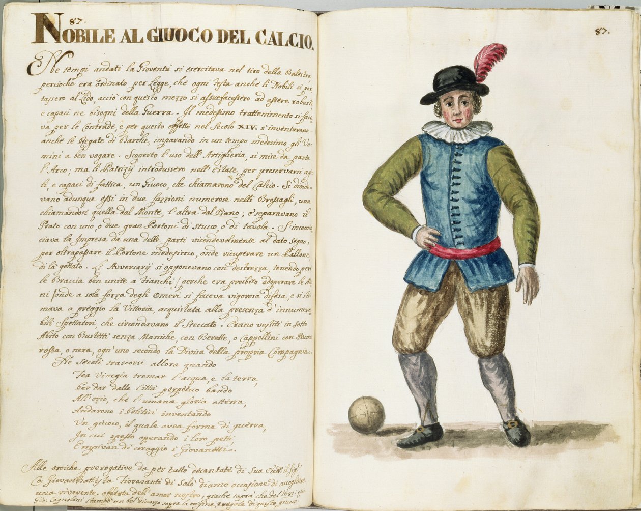 Šlechtic hrající fotbal, benátský (rukopis) od Jan van Grevenbroeck