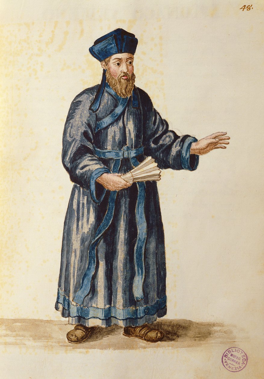 Benátský misionář v Číně (pero a inkoust a wc na papíře) od Jan van Grevenbroeck