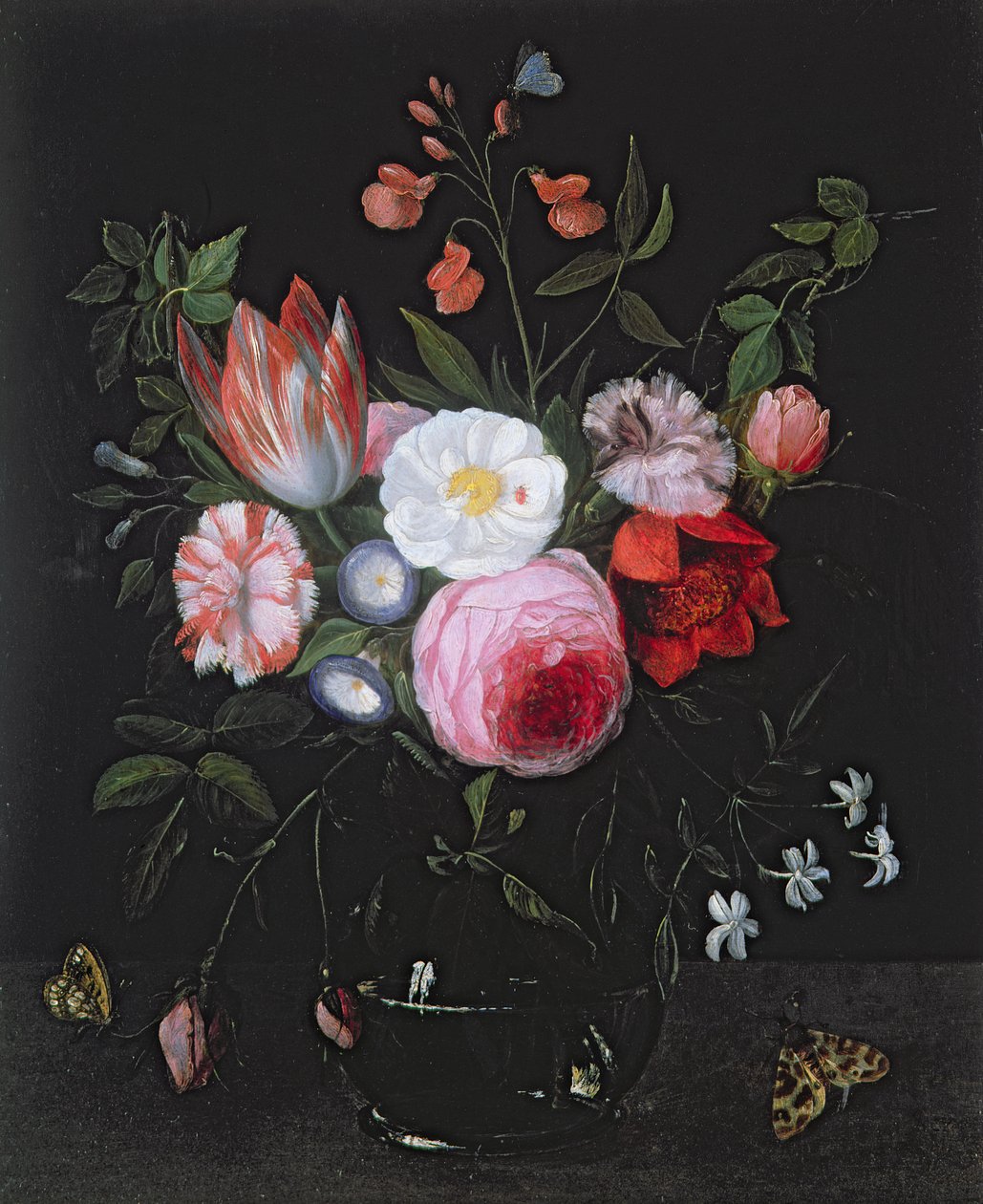 Jarní květiny ve skleněné váze, 17. století od Jan van Kessel the Elder