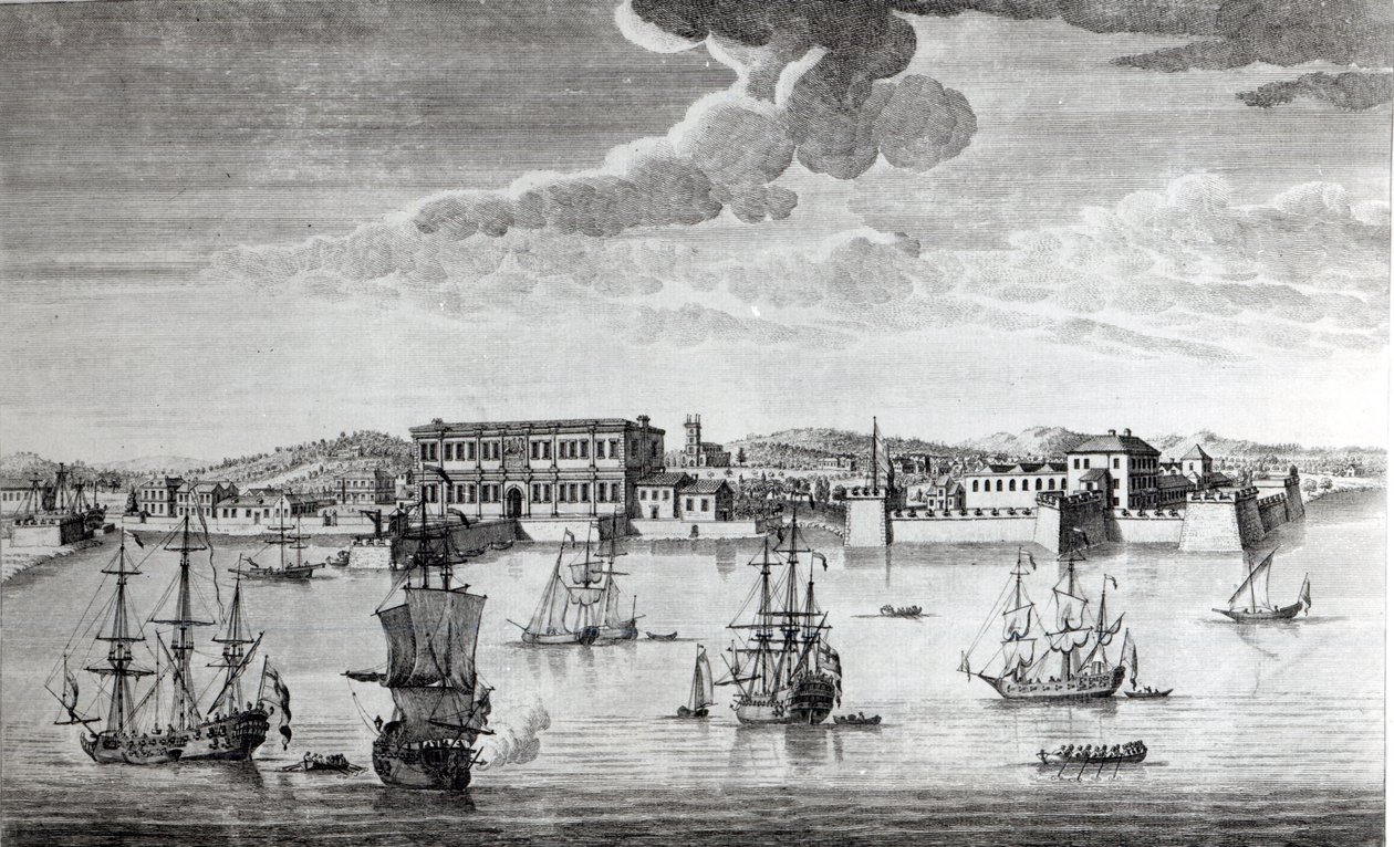 Bombaj na malabarském pobřeží patřící anglické Východoindické společnosti, 1754 od Jan van Ryne