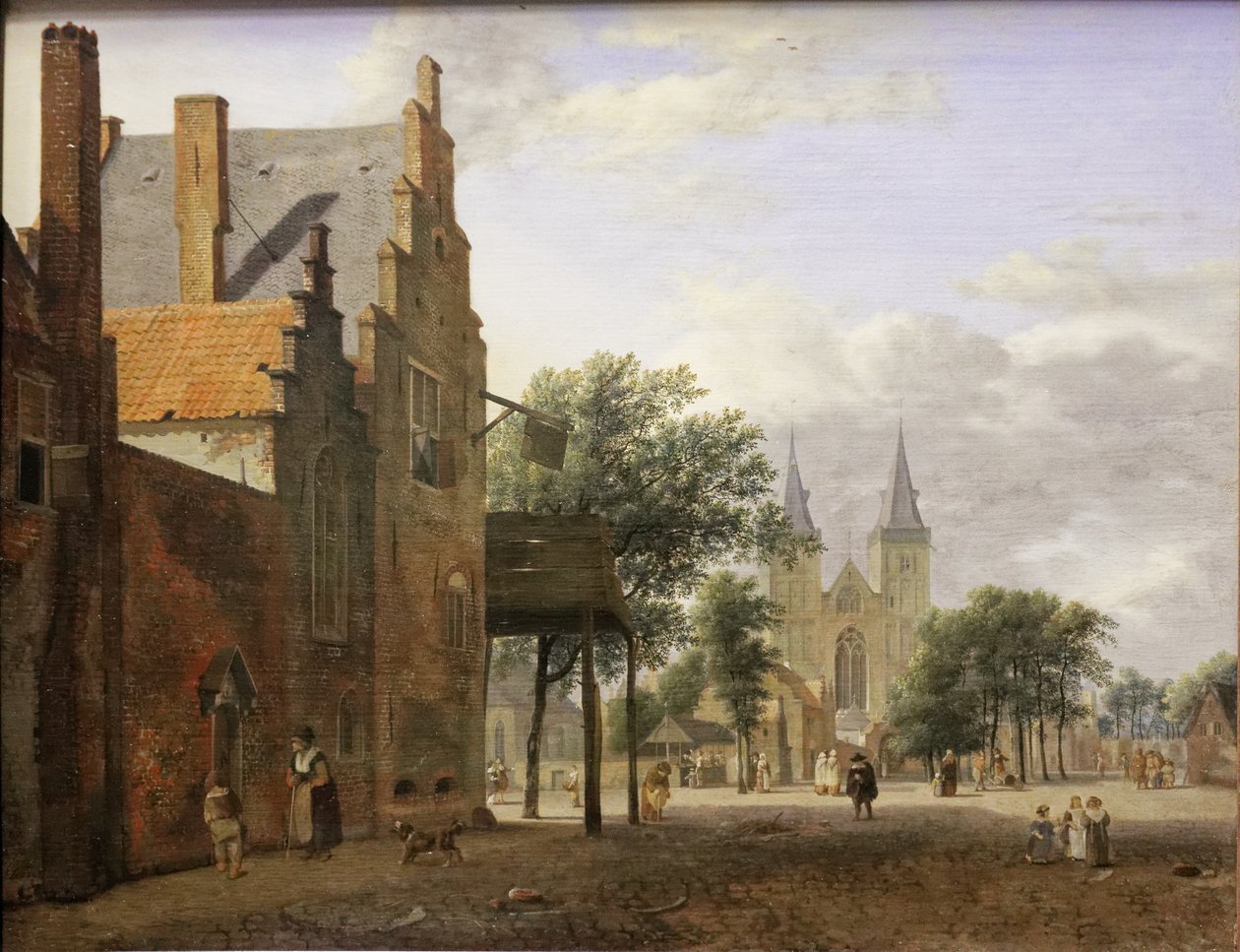 Náměstí Saint-Victor a kostel v Xantenu od Jan van der Heyden