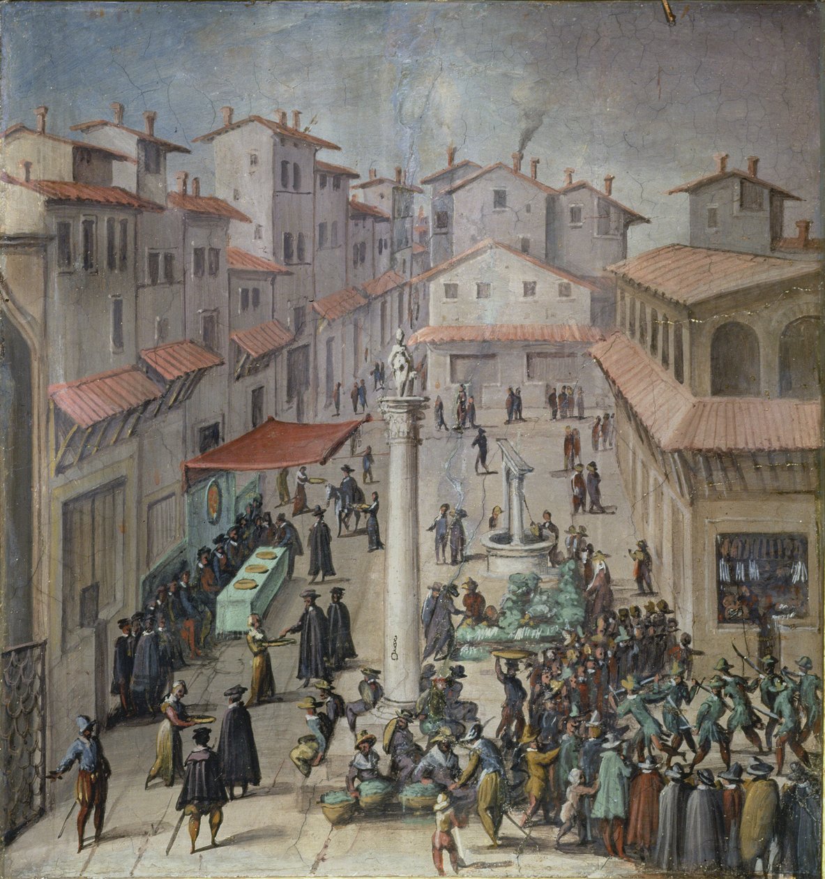 Piazza del Mercato Vecchio, Florencie, 1555 od Jan van der Straet