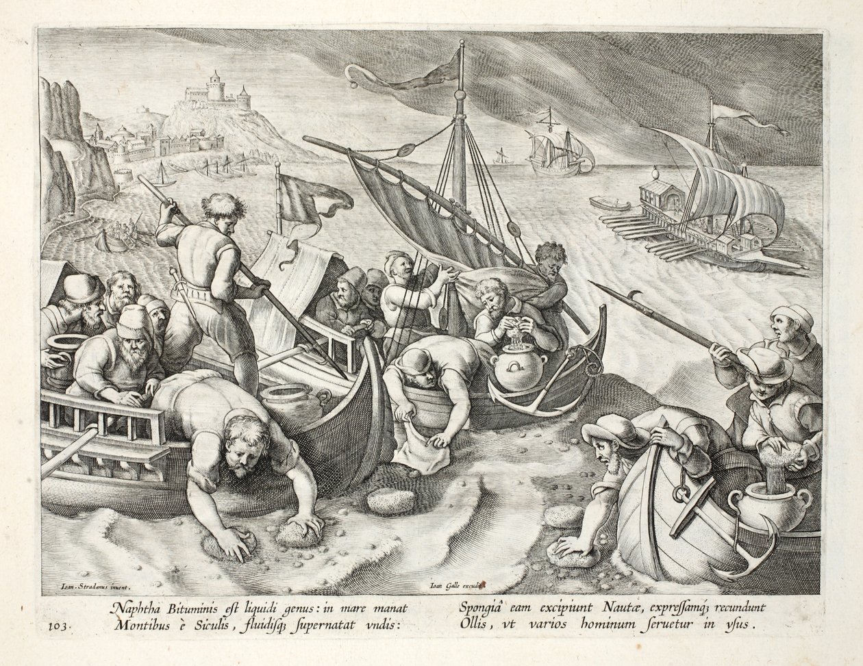 Using Sponges to Collect Naphtha from the Surface of the Waves, deska 86, ilustrace z 