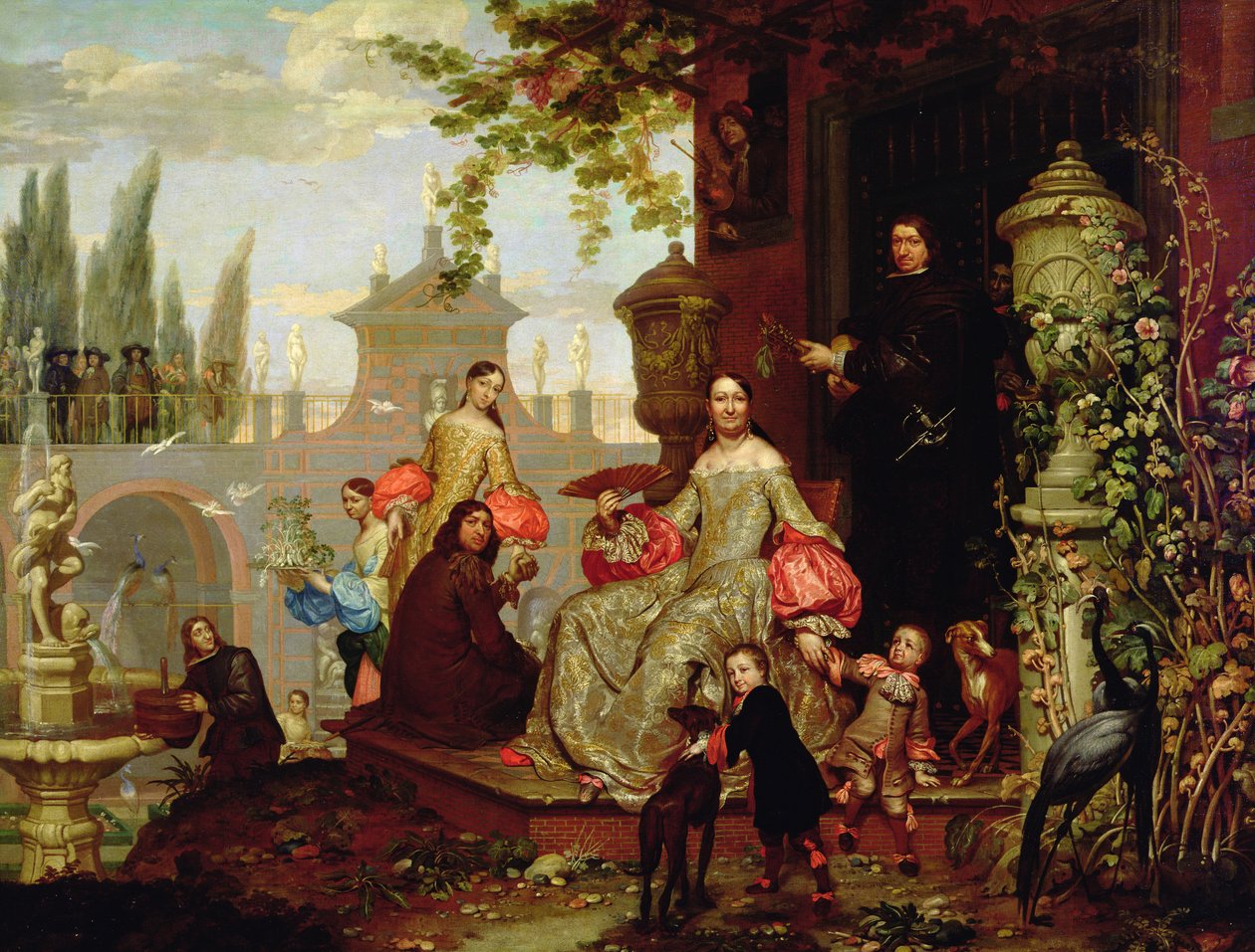 Portrét rodiny v zahradě, 1680 od Jan van the Younger Kessel