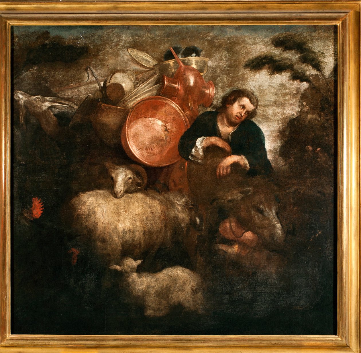 Pastýř s kozami a oslem (Pastýř s kozami a zadkem) Obraz Jana Roose (1591-1638) Genes ze 17. století, Musei di Strada Nuova od Jan Roos