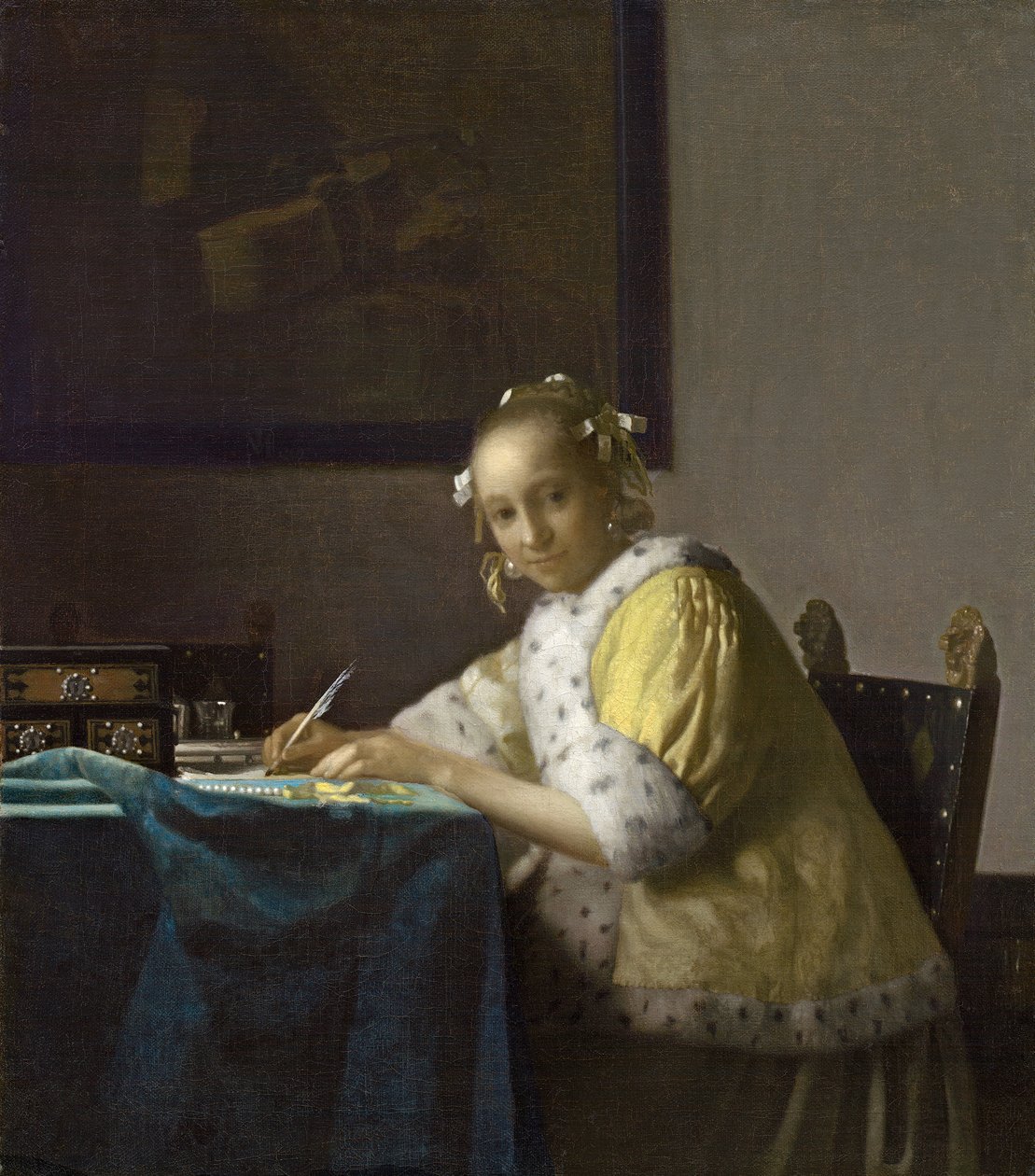 Dáma psaní, c. 1665 (olej na plátně) od Johannes Vermeer