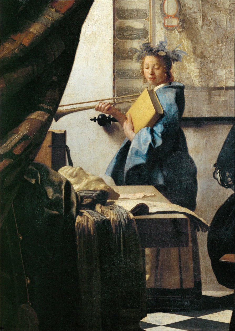 Malíř a jeho model jako Klio (olej na plátně) od Jan (1632-75) Vermeer