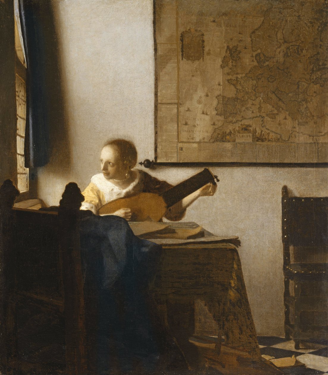 Žena s loutnou, cca 1662-1663 (olej na plátně) od Johannes Vermeer