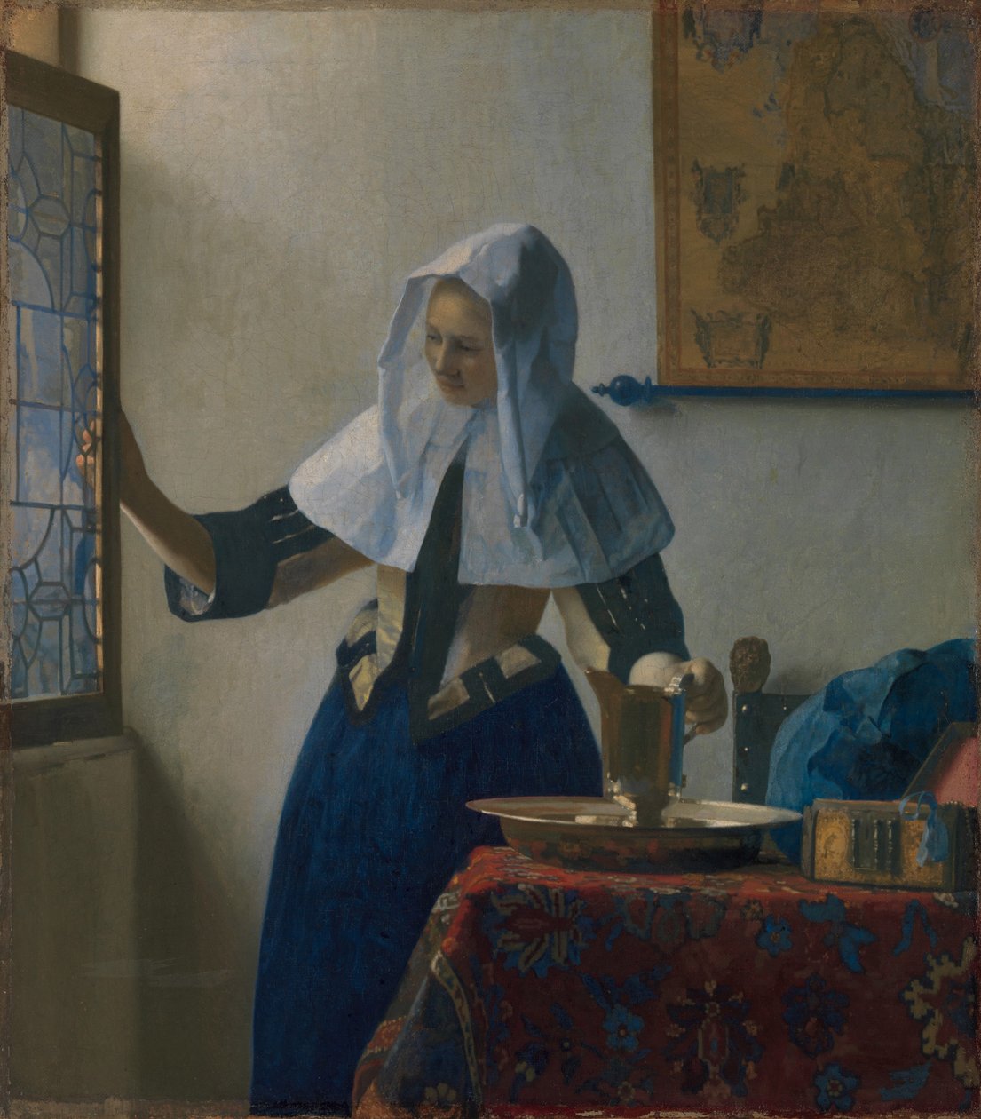 Mladá žena se džbánem na vodu, cca 1662 (olej na plátně) od Johannes Vermeer