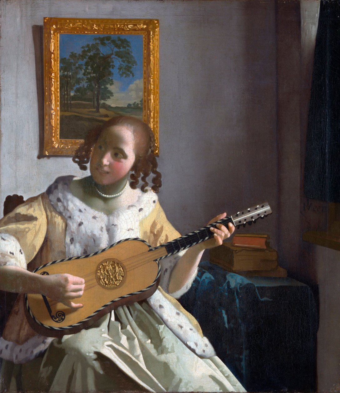 ""Hráč na kytaru" (Hráč na kytaru) Malba Jana Vermeera (Johannes) (1632-1675) - 1672 - Olej na plátně - Rozměr 53x46,3 cm Kenwood House od Johannes Vermeer