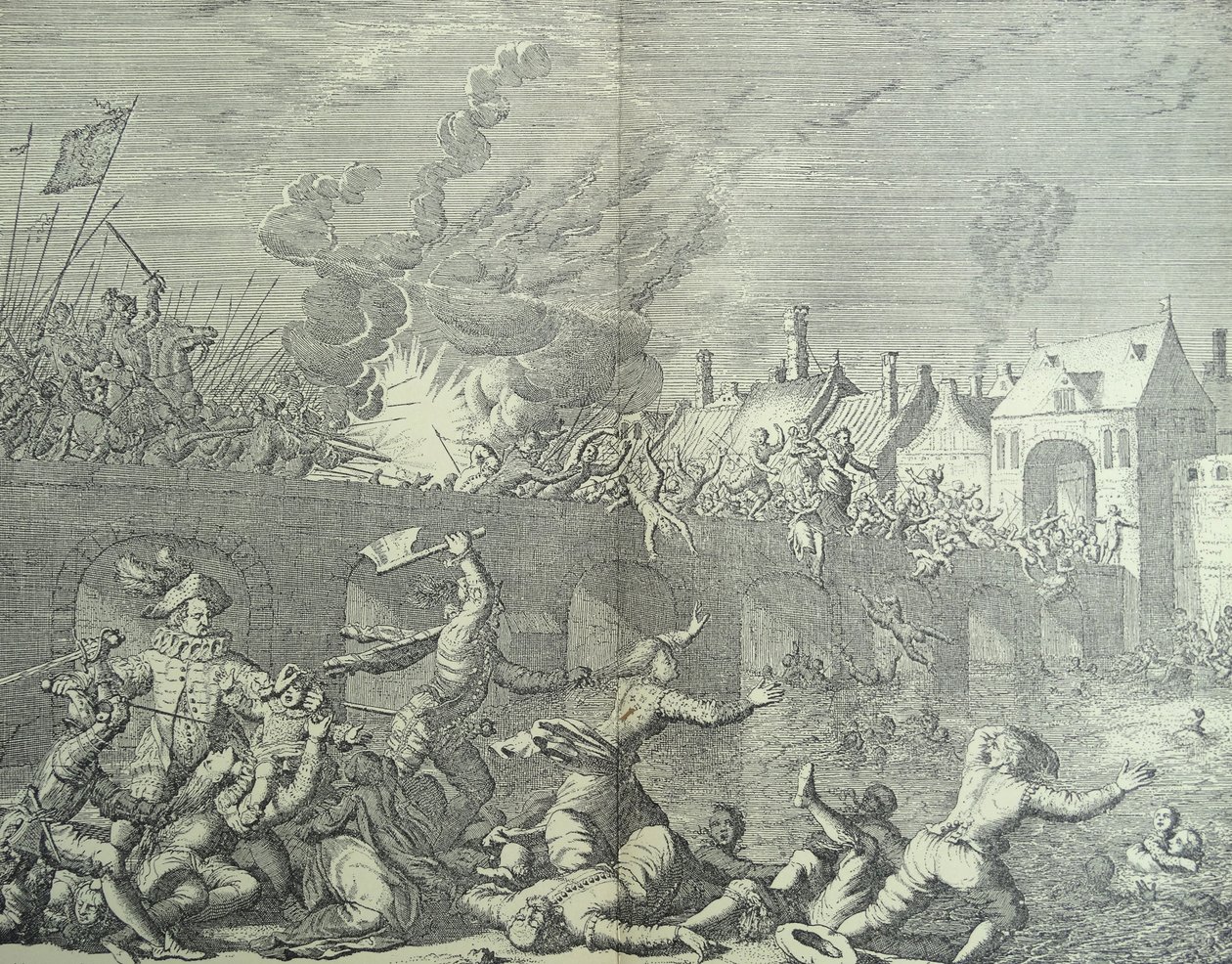 Maastricht, Nizozemsko je vypleněn princem z Parmy od Jan (after) Luyken