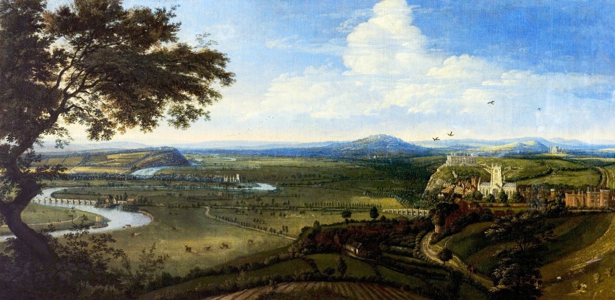 Pohled na Nottingham z východu, cca 1695 (olej na plátně) od Jan (attr.to) Siberechts