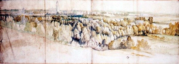 Pohled na Arnhem z východu (tužka a akvarel) od Jan (circle of) Siberechts