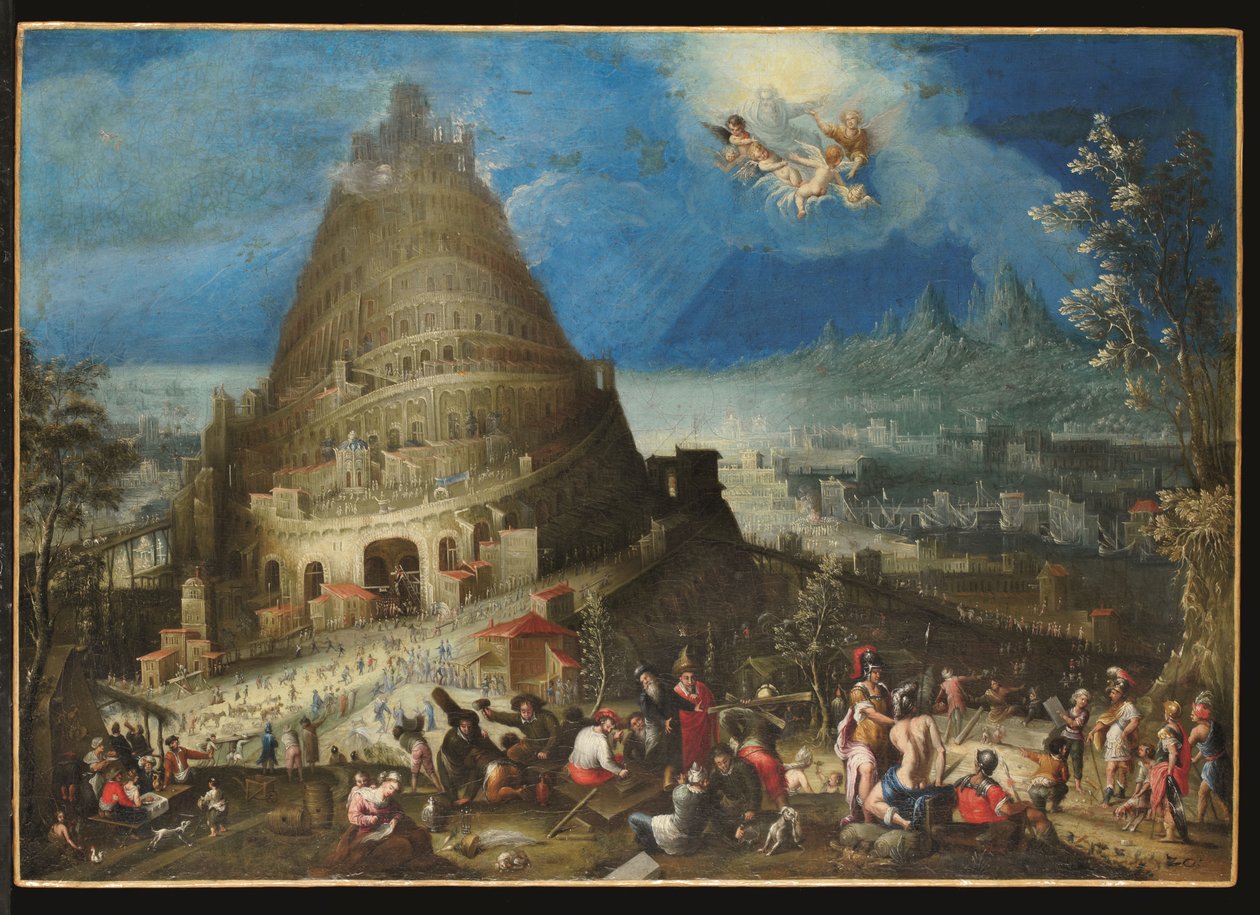 Babylonská věž, asi 1650 (olej na plátně) od Jan (follower of) Brueghel