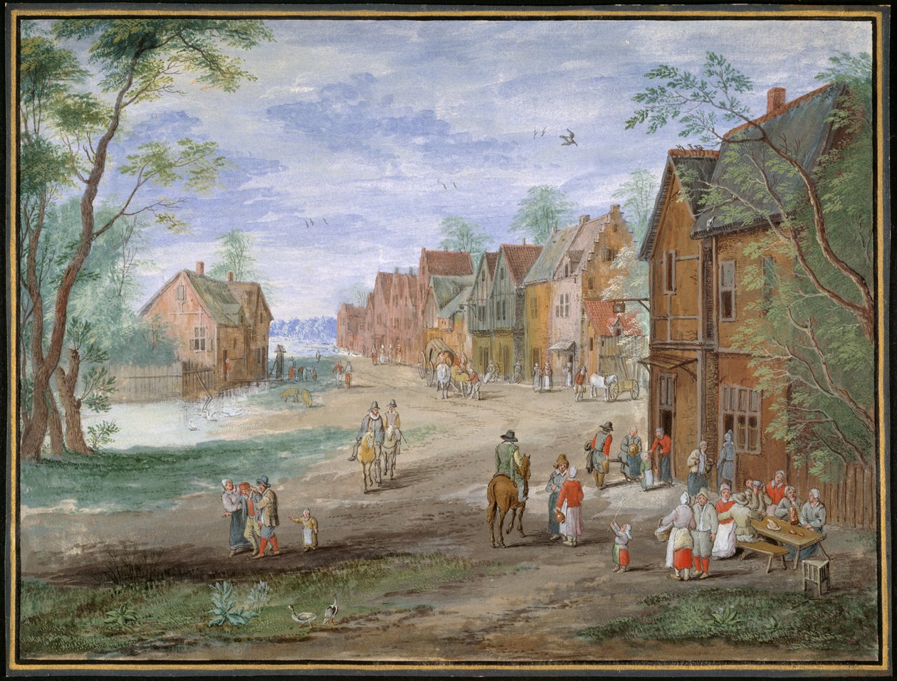 Plein v Goudě v zimě (kvaš na papíře) od Jan (follower of) Brueghel