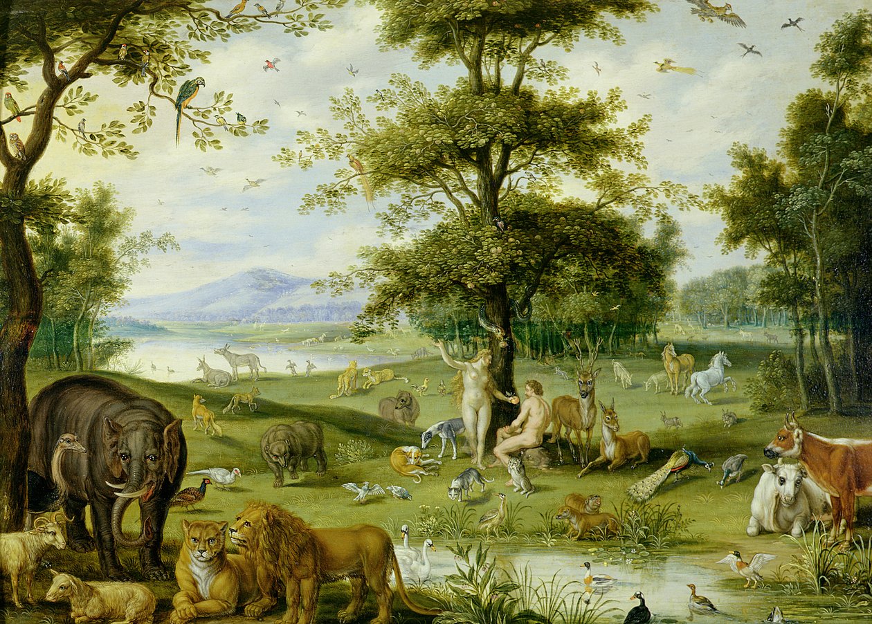 Adam a Eva v zahradě Eden, cca 1600 (olej na desce) od Jan (studio of) Brueghel