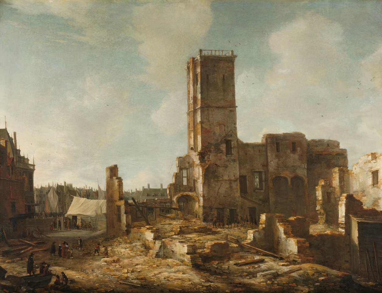 Ruiny staré radnice Amsterdamu po požáru 7. července 1652 od Jan Abrahamsz. Beerstraten