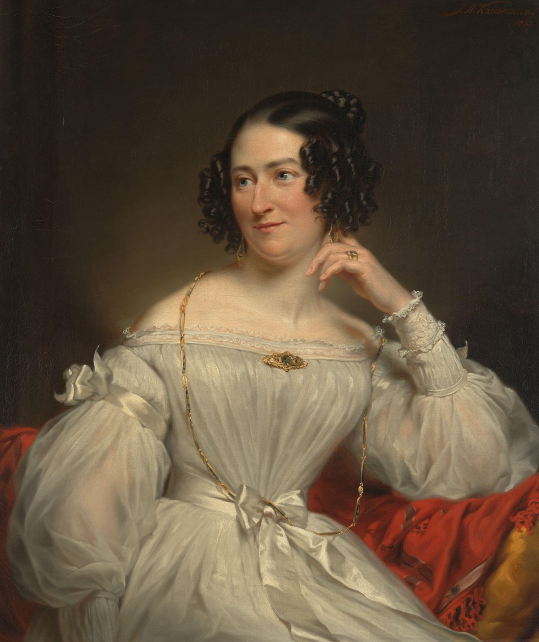 Portrét Abrahaminy Henriëtte Wurfbainové (1808-1883), manželky Jacoba de Vos Jz od Jan Adam Kruseman (signed by artist)