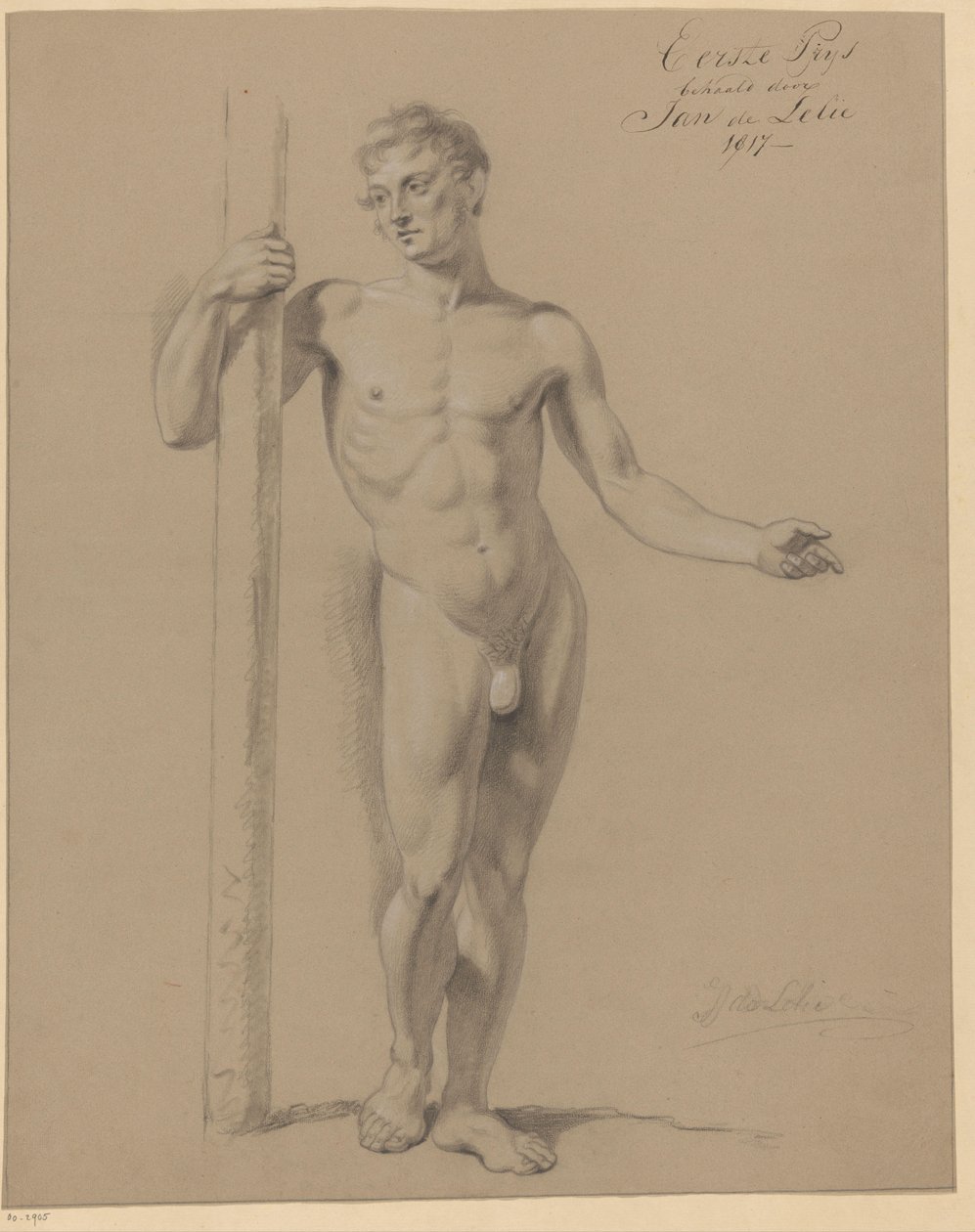Stojící mužský akt, při pohledu zepředu (1. cena 1817) od Jan Adriaan Antonie de Lelie