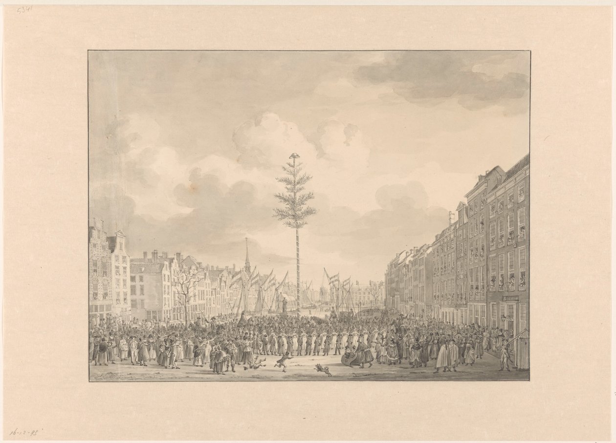 Strom svobody na náměstí Grote Markt v Rotterdamu, 1795 od Jan Anthonie Langendijk Dzn (possibly)