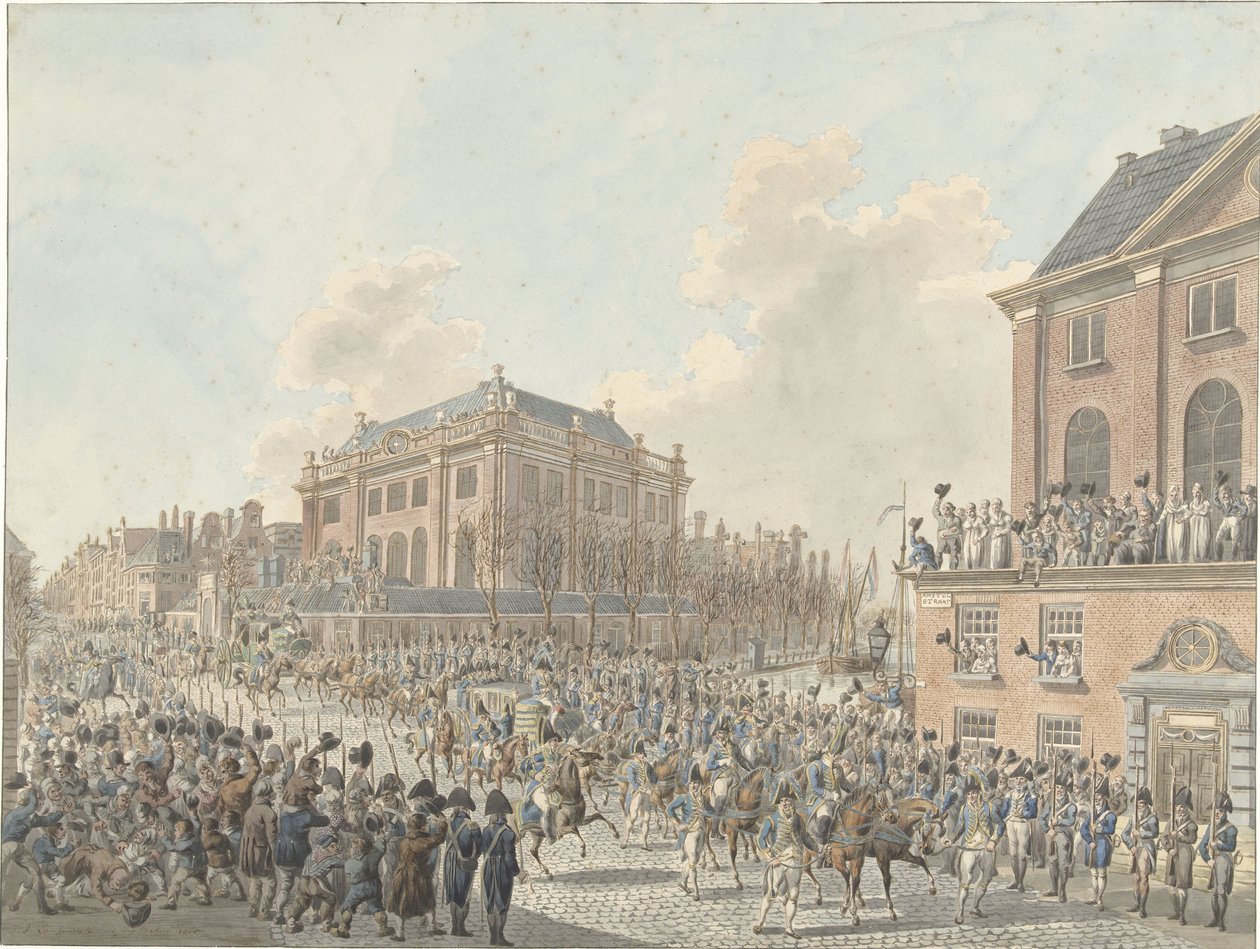 Příjezd Ludvíka Napoleona do Amsterdamu 20. dubna 1808 od Jan Anthonie Langendijk Dzn (signed by artist)