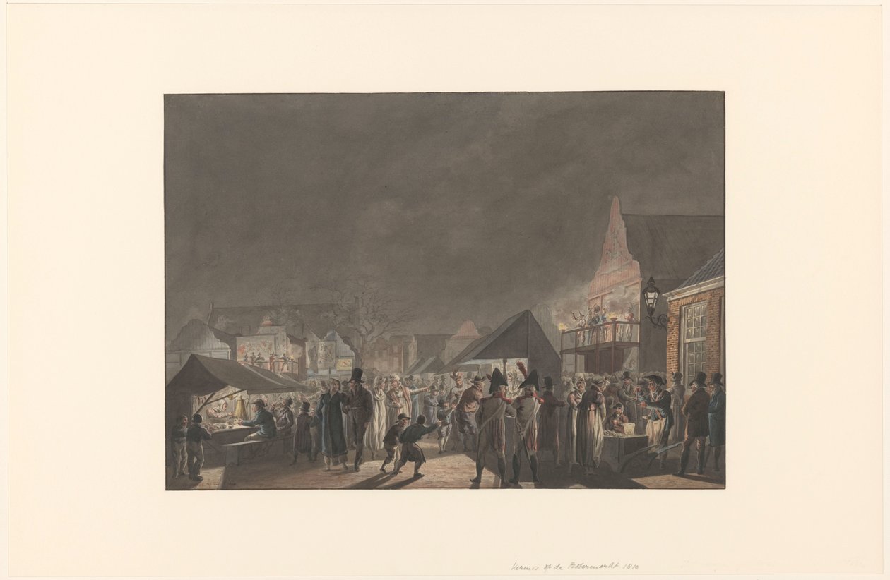 Veletrh na Botermarkt v Amsterdamu, 1810 od Jan Anthonie Langendijk Dzn