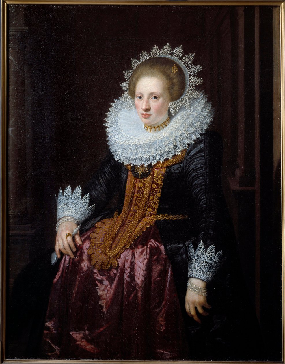 Portrét ženy Dříve známý jako Portrét syna Madame Vrydags Van Vollenhoven Malba Jana Van Ravesteyna (1570-1657) (ek.holl.) 1620 Ne. 1,34x1,04 m Lille, Musee des Beaux Arts od Jan Anthonisz. van Ravesteyn