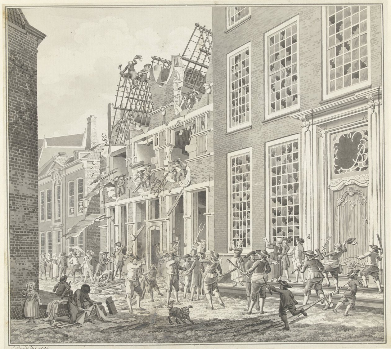 Vyrabování domu Lucase van Stevenincka, 1787 od Jan Arends (signed by artist)