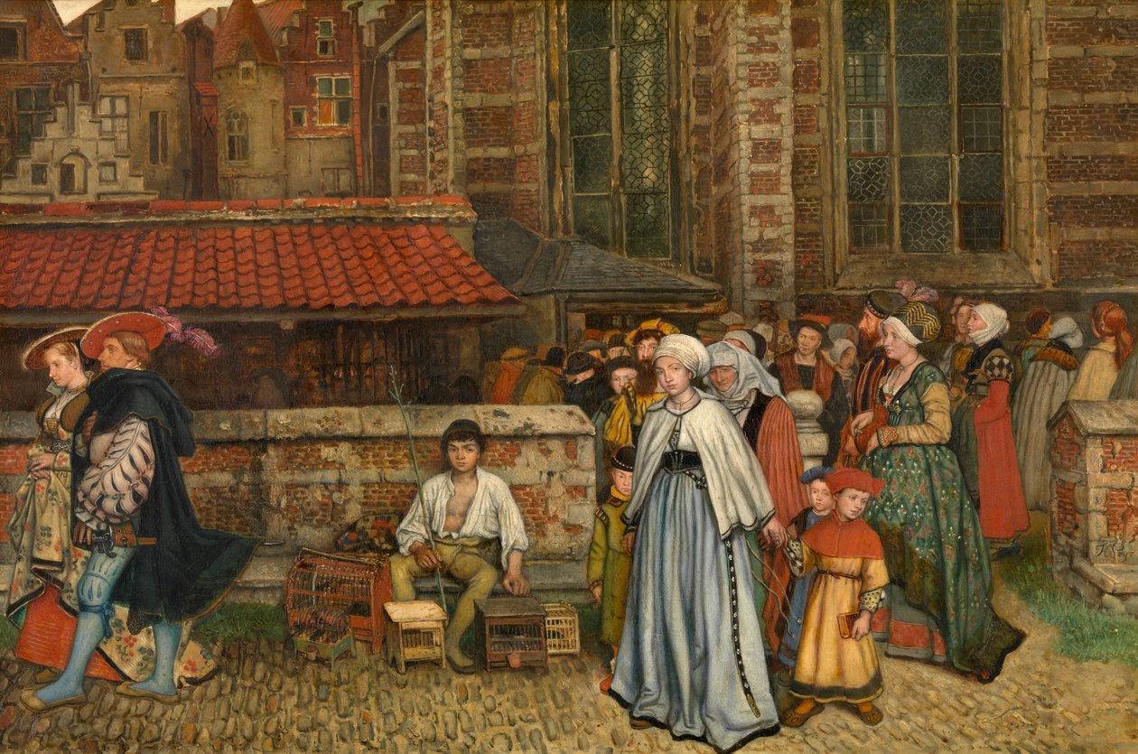 Po mši (olej na panelu) od Jan August Hendrik Baron Leys