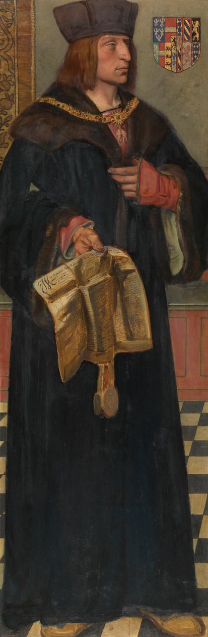 Maximilian I, Svatý římský císař (olej na panelu) od Jan August Hendrik Baron Leys