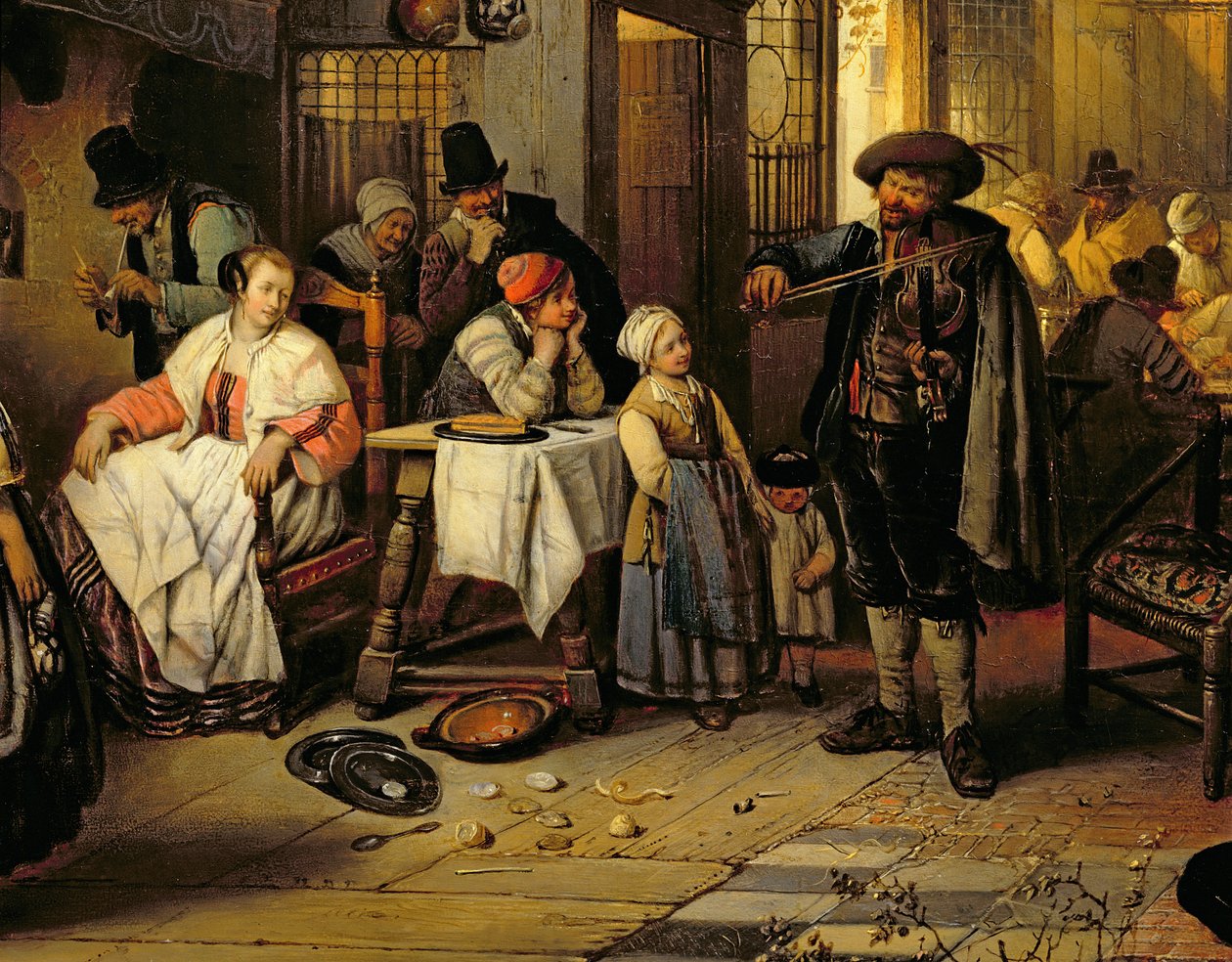 Interiér krčmy se slepým houslistou, 1844 (panel) (detail 76798) od Jan August Hendrik Leys