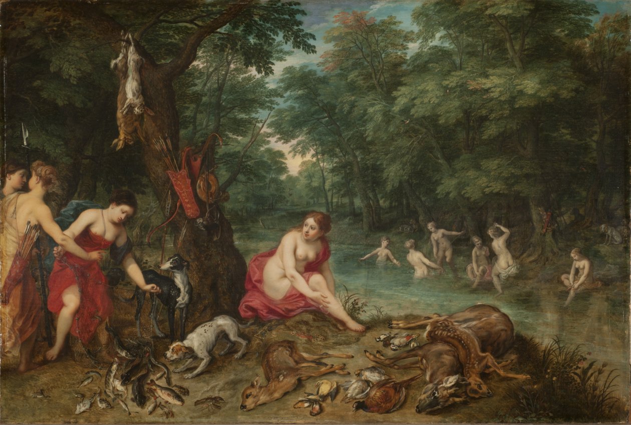 Koupací nymfy (olej na panelu) od Jan and Balen Hendrik van Brueghel