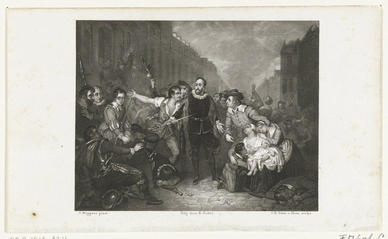 Sebeobětování starosty Pietera van der Werff, 1574 od Jan Baptist Tetar van Elven