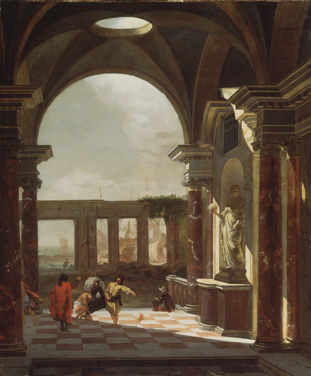 Architektonické capriccio s orientálními postavami od Jan Baptist Weenix