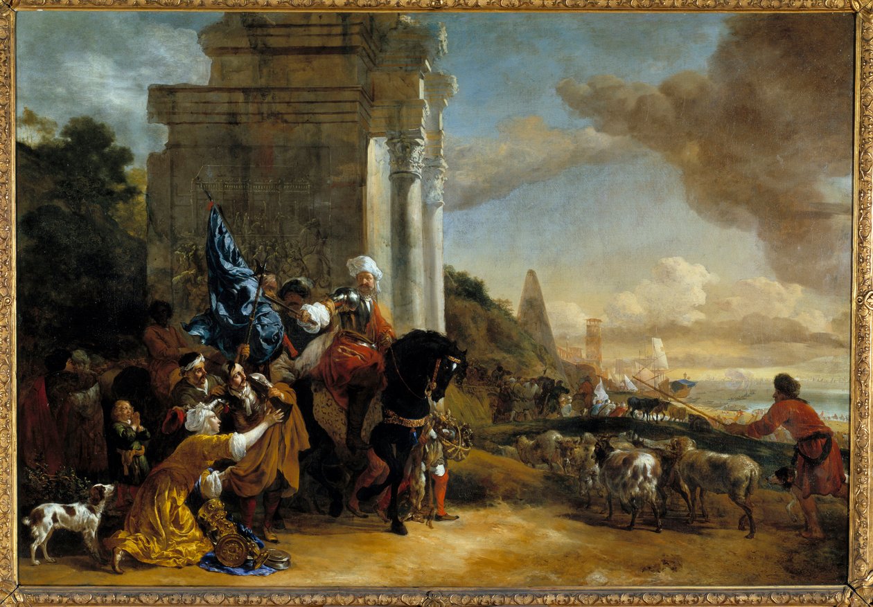 Odchod orientálního souboru aneb „Les corsaires repousses““ Obraz Jana Baptisty Weenixe Starého (1621-1660) od Jan Baptist Weenix