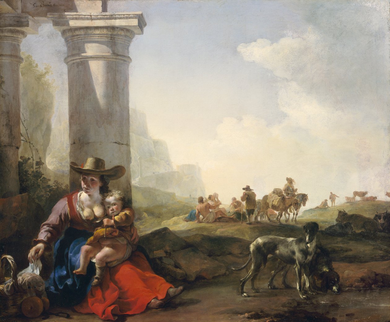 Italští rolníci mezi ruinami, kolem 164950 od Jan Baptist Weenix