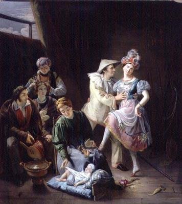 Cestující hráči odpočívající v zákulisí od Jan Baptiste de Landtsheer